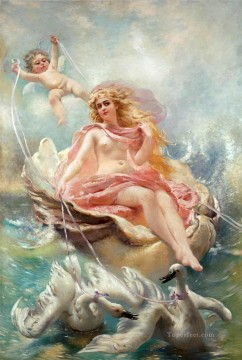 妖精と白鳥のクラシックヌード Oil Paintings